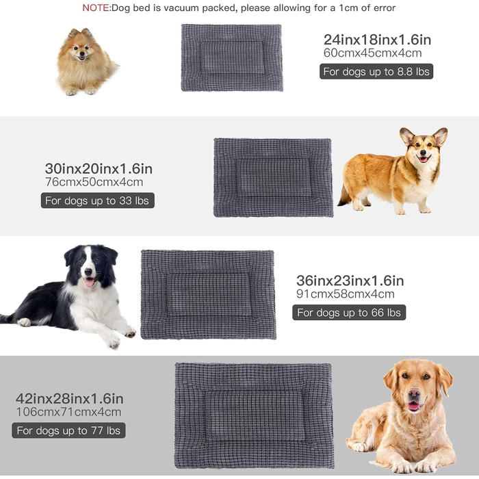 Ортопедичний лежак для собак BVAGSS, м'який килимок для собак, теплий лежак для собак маленьких, середніх та великих порід, XH079 (91x58x4 см, світло-сірий)