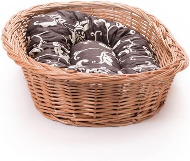 Вільхове ліжко для собак та котів - зручне та стильне, 58x42x15 см, коричневе з мереживом