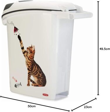 Контейнер для корму Curver 23 л (10 кг) для котів Petlife, пластиковий, з кришкою