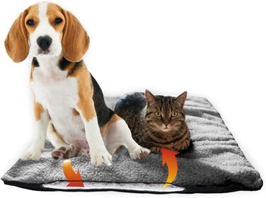 Тепла ковдра для собак Fellou 90 x 64 см - самонагріваюча, пральна, без сторонніх звуків, 60 x 40 x 3 см (сіра)