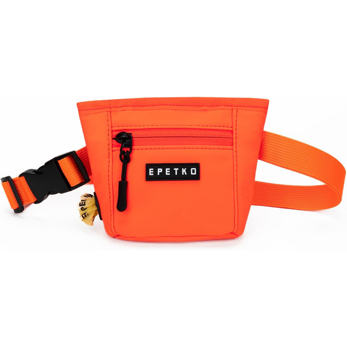 Сумка для ласощів для собак з металевим кліпом на пояс, міцна застібка-магніт, велика місткість, диспенсер для пакетів для вигулу (Помаранчевий)