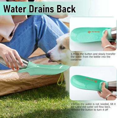Водяна пляшка для собак Taozoey 750 мл, подорожі, вигул, кемпінг, зелена