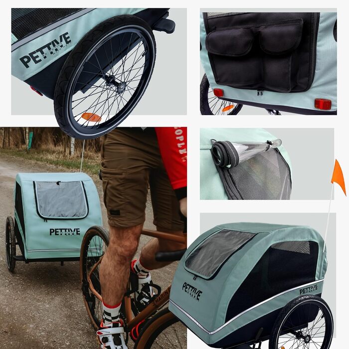 Причіп для велосипеда PETRIVE Active ONE для собак та котів до 40 кг, світло-зелений