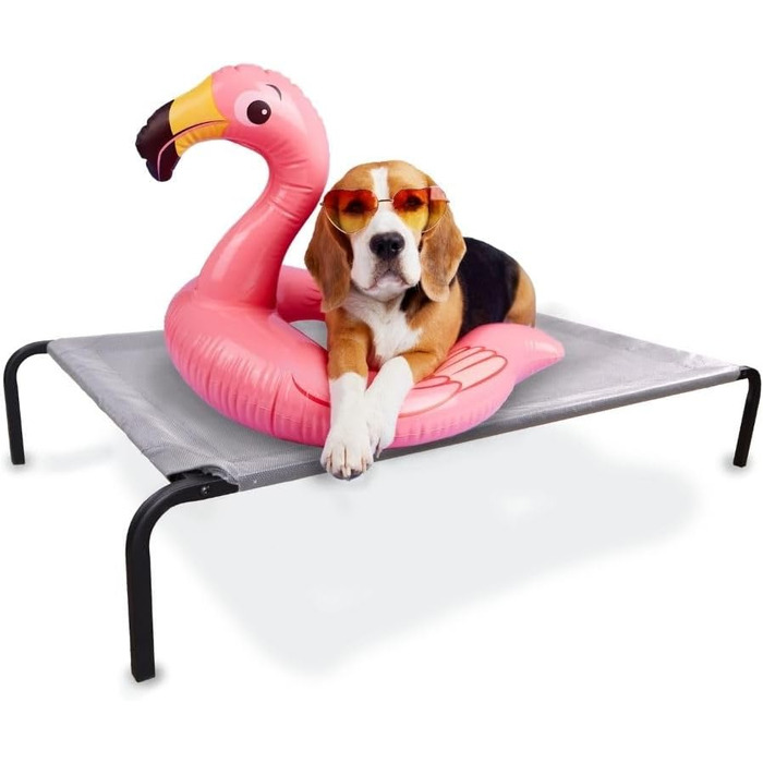 Mobiclinic® Cleo: Підвищене собаче ліжко, сіре, 122x71x21 см. Ізольоване, для внутрішнього та зовнішнього використання, міцне, легко миється, без інструментів, до 60 кг