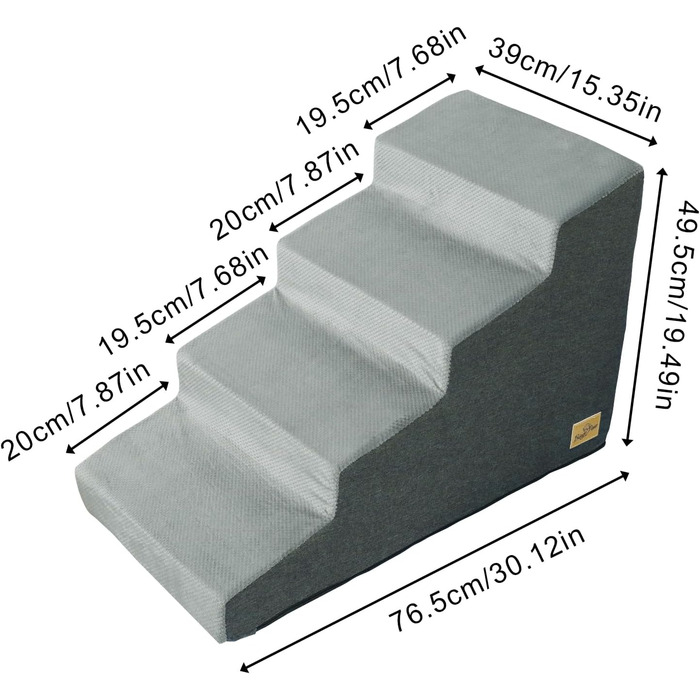 Сходинка для собак BingoPaw з 4 ступенями, 50 см, для ліжка та дивана, знімний чохол, антиковзаюче покриття, 72x40x50 см
