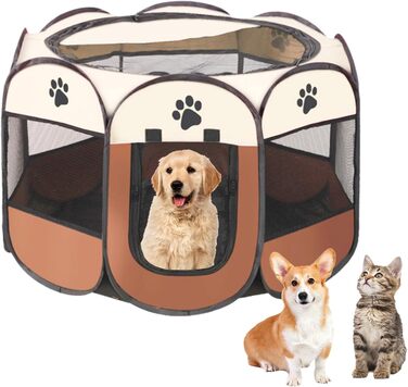 Портативний вольєр для цуценят та дрібних тварин 74x43 см (колір кавовий)
