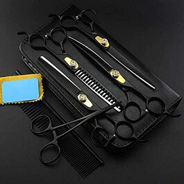 Набір професійних ножиць для грумінгу собак Qunine, 17.8 см: прямі, витончені, зігнуті. Ідеально для собак та котів. Для стрижки шерсті.