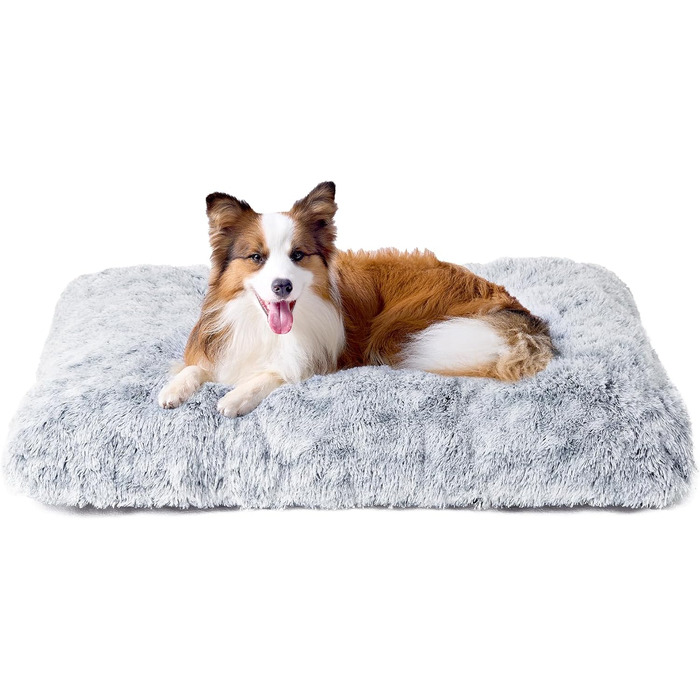 М'яке ліжко для собак середніх та великих порід EHEYCIGA, 90x60 см, сірий колір, знімний чохол, зручне та антиковзаюче