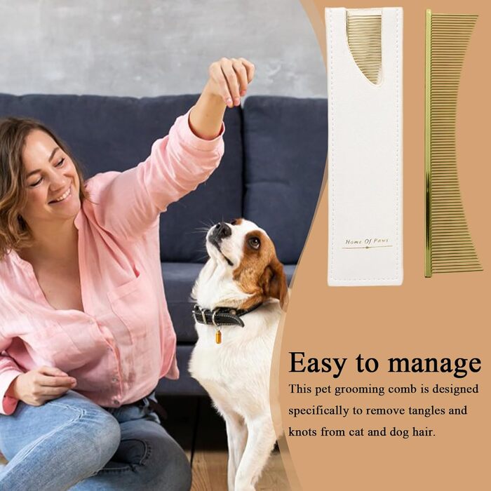 Флохкам для собак | Щітка для котів | Аксесуари для купання собак та котів | Флох-щітка для довгошерстих порід, цуценят | Золотий колір