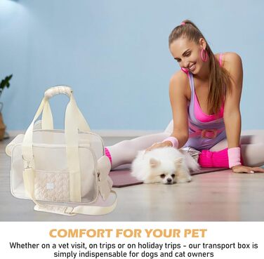 Транспортувальна сумка для собак та котів до 5 кг – Легка та дихаюча переноска для маленьких собак та котів, з ременем безпеки та кишенями, ідеальна для автомобіля, подорожей та активного відпочинку
