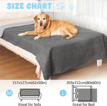 Водонепроникний килимок для собак на диван, ліжко та авто - котячий килимок, захист дивану/ліжка, двосторонній, стійкий до подряпин, можна прати, ідеально підходить для великих/маленьких собак, 203x152 см, сірий