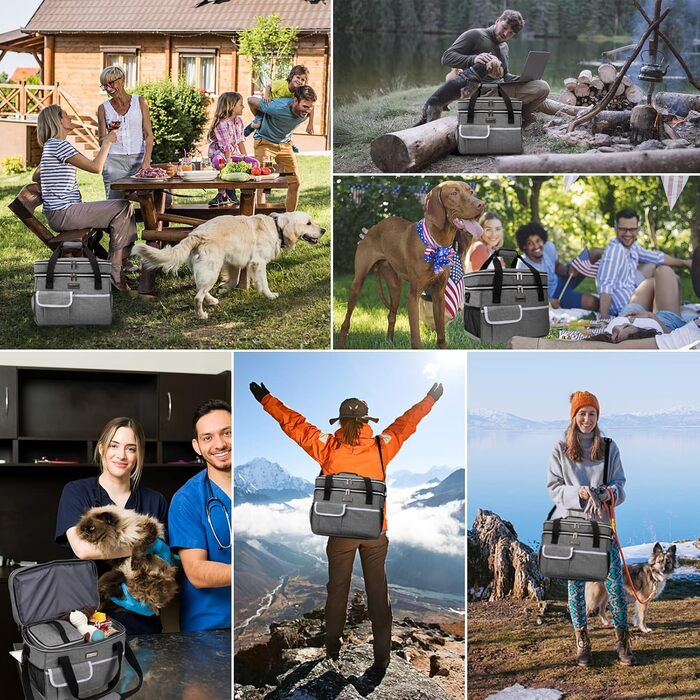 Сумка-переноска для тварин BAGLHER, сіра, двошарова, для собак та котів, велика місткість, для подорожей