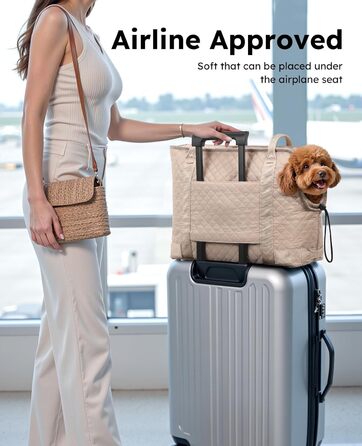 Транспортна сумка для собак Pecute, XL, 43x35x20 см, до 6 кг, для маленьких собак та котів, бежева