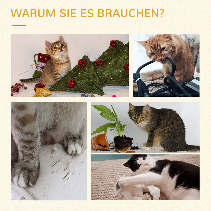PawHut Cat Tree Бежева котяча печера з платформою висотою 126см з дерева та ДСП Сизаль для кішок