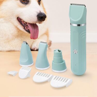 Набір для грумінгу собак HEEPDD: 4-в-1, LCD-дисплей, акумулятор, бездротовий, тихий, для стрижки шерсті та підпилювання кігтів (зелений)