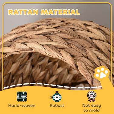 PawHut Ротанг Cat Cave Cat лежак з водяною гіацинтовою подушкою 50x42x60см світло-коричневого кольору для затишного відпочинку