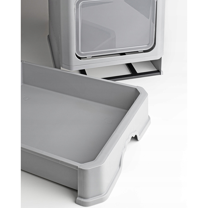 Закритий лоток-туалет для котів Be-Active.pl сірий, з висувною шухлядою та лопаткою
