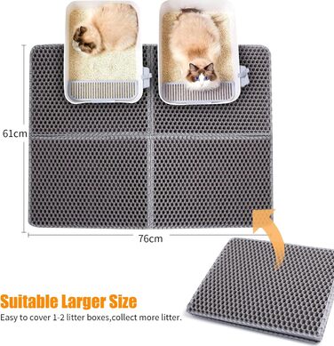 Килимок для котячого туалету Asoway Katzenklo, 76x61 см, з подвійним шаром, стільниковий дизайн, портативний, для котячого туалету