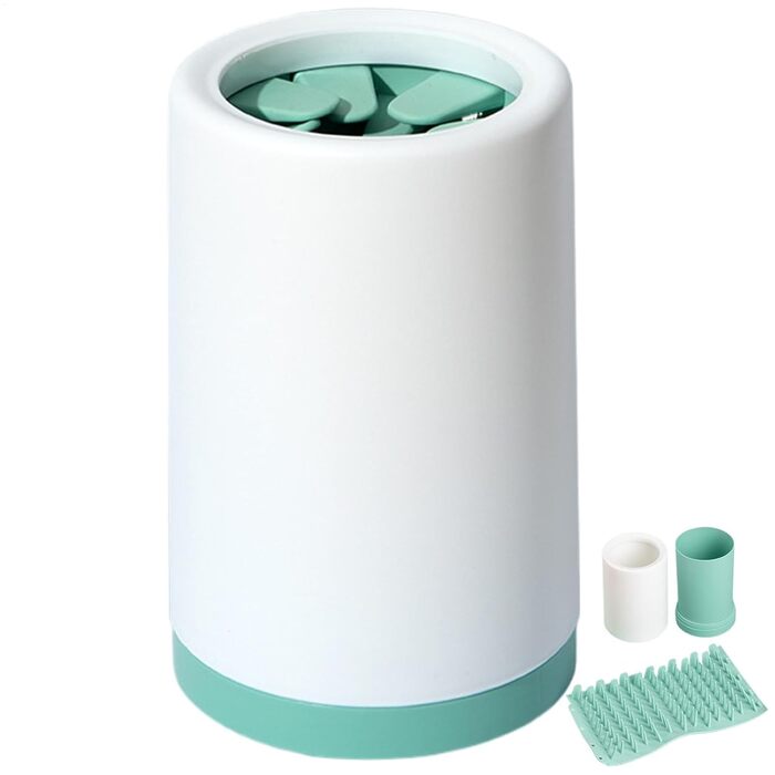 Очисник лап для собак: вимивний мийник лап, без розливання, для маленьких, середніх та великих тварин, зелений, великий розмір