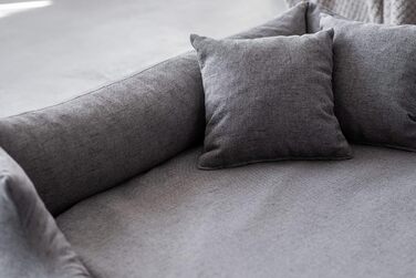 Ортопедичне ліжко для собак Bruno Grosse, середнього та малого розміру - подушка для собак, килимок для собак з тканини Aura - піна з пам'яті, м'яка, довговічна, зносостійка, стійка до розривів (L, Темно-сірий) L Темно-сірий