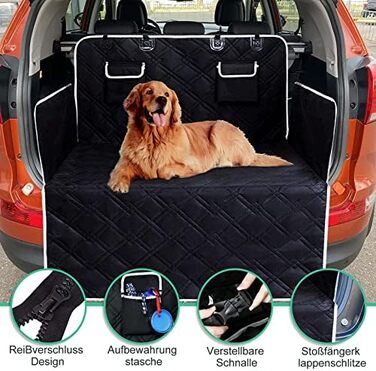 Захист для заднього сидіння авто Caliyo для собак - водовідштовхувальний, стійкий до подряпин, з боковими захистами та оглядовим вікном - універсальний (чорний)