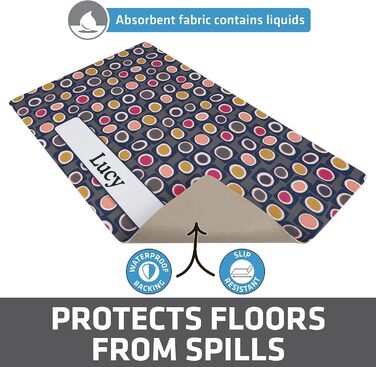 Килимок для годівлі домашніх тварин Drymate Paw Dots - чорний, 12' x 20' (для собак та котів)