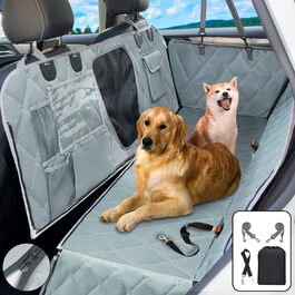 Чохол-гамак для собак на заднє сидіння Hanjo Pets, універсальний для авто та SUV, з сітчастим вікном, кишенями, блискавкою, нековзною гумовою основою, знімний і легкий у догляді