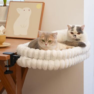 Лежанка для котів Cheerpals на присосках: складана, 2-в-1 (зима/літо), біла, розмір L