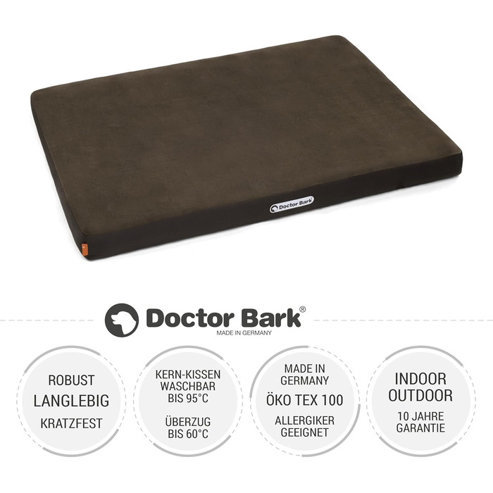 Ортопедичний матрац для собак Doctor Bark з флісовою поверхнею, великий розмір (L - 100x70 см, коричневий)