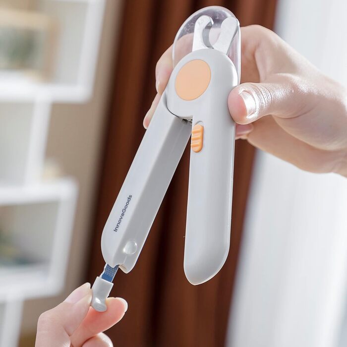 InnovaGoods® Ножиці для стрижки кігтів домашнім тваринам LED Clipet, знімний нашийник для шліфування у ручці, ефективний напівкругла зріз, компактний та легкий дизайн, ідеально підходить для домашніх тварин