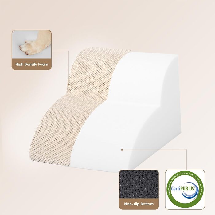 Сходинки для собак EHEYCIGA - 50 см, для маленьких собак, на диван/ліжко, з високощільним губчатим матеріалом, знімний та миючий чохол, антиковзаюча поверхня, 4 сходинки, сірий (40 x 50 x 30 см)