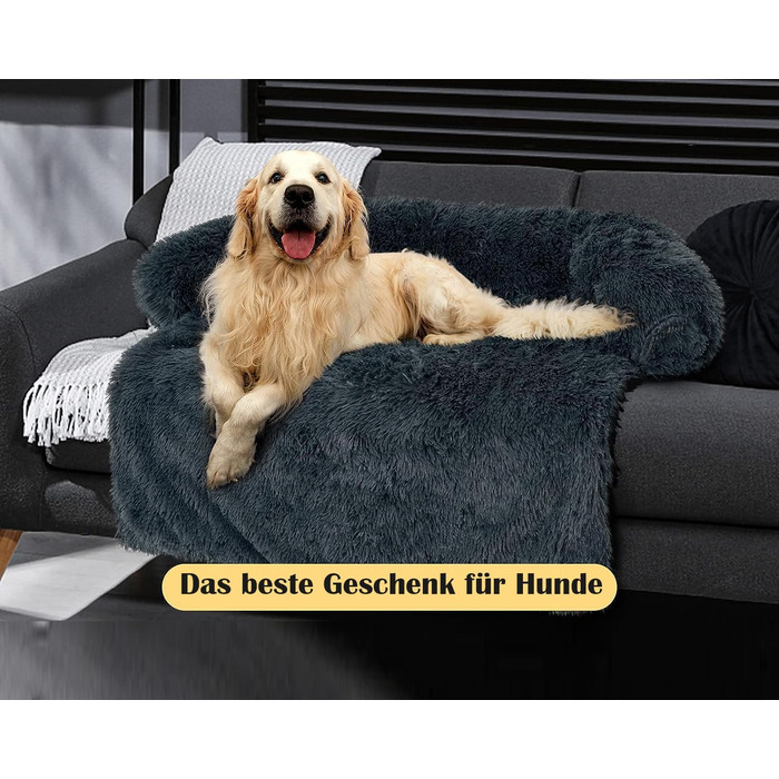 М'яке ліжко для собак, плюшеве, з неслизьким покриттям, знімний, пральний, для маленьких та середніх собак, ліжко-софа для тварин, сіре, 60 x 55 x 10 см