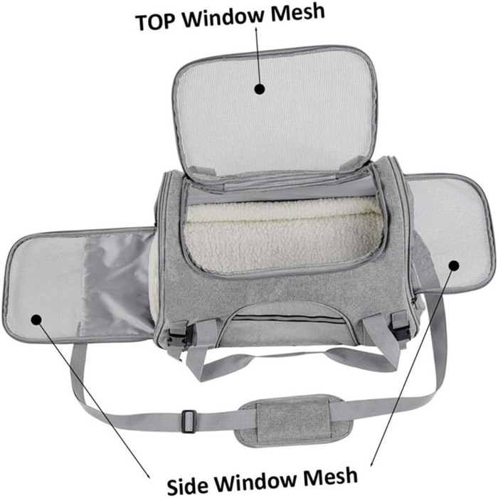 Рюкзак-переноска для котів та маленьких собак Garvalon з дихаючого матеріалу, з підтримуючими стійками, складаний, для подорожей та до ветеринара