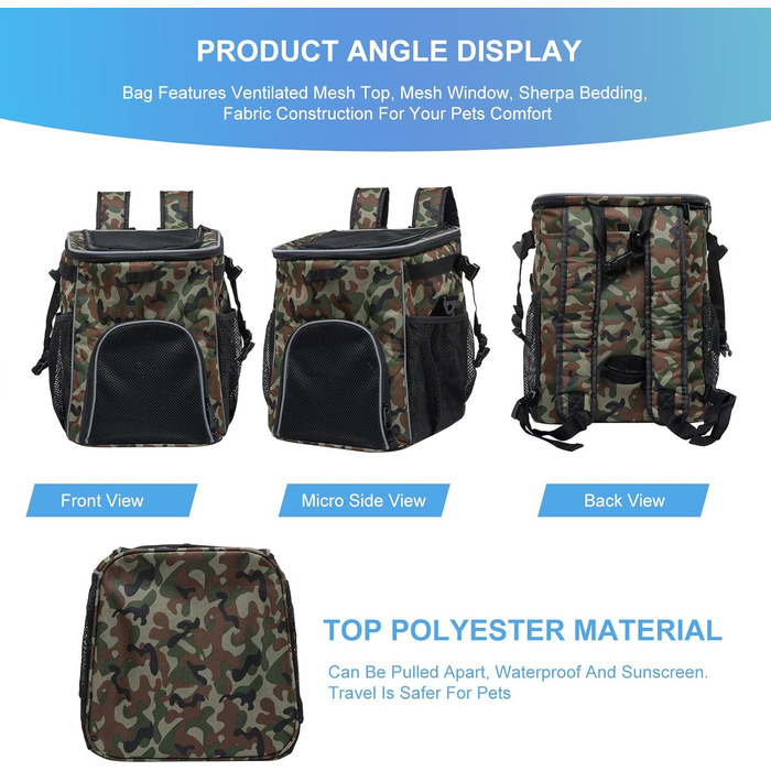 PETCUTE Фарбований велосипедний кошик для собак і котів, складаний кошик для собак на велосипеді спереду з бічними кишенями, дихаючий велосипедний кошик спереду для маленьких і середніх собак з світловідбиваючими смугами та світлом (Оливковий)