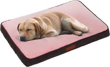Клітка для собак Ellie-Bo, 71x48 см, лежанка, коричнева кордурна стінка та рожеве штучне хутро (L - 87x57x10 см)