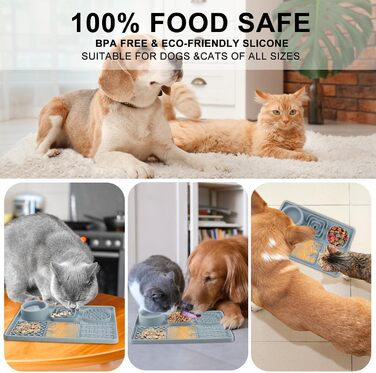 Килимок для собак та котів з силікону Slow Feeder з присосками, для заспокоєння та збагачення кормом (йогурт, арахісова паста), легко миється, для великих порід, зелений 12' x 8' (блакитний, 12' x 8')