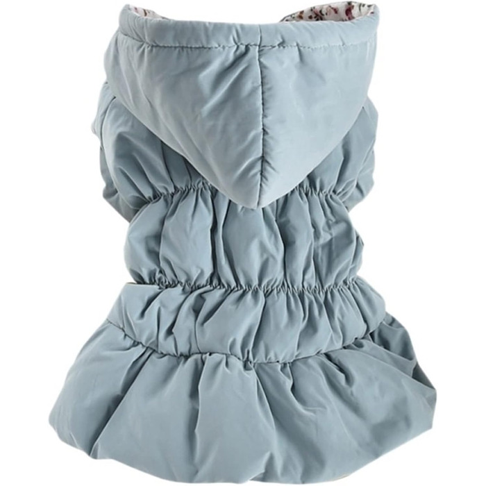 Теплий зимовий одяг для собак - флісовий жилет з капюшоном для цуценят, дрібних порід (Чихуахуа, Йоркширський тер'єр) - рожевий, XS, X-Small, блакитний