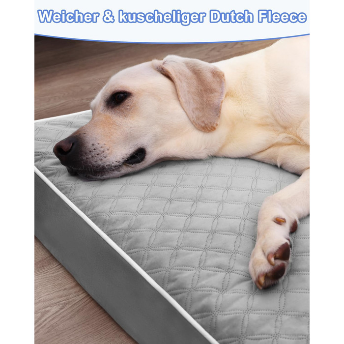 Ортопедичне ліжко для собак KSIIA, великі породи, 104x68x8 см, знімний, сірий