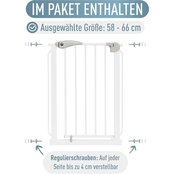 Захист для сходів IB STYLE для дітей - сітка для сходів, захист від собак, автоматичне закриття, без свердління, білий, 58-66 см