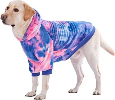 Теплий флісовий світшот з капюшоном для собак, батик, великі та середні породи (5XL, Рожевий)