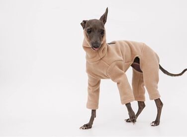 Теплий фланелевий халат для грейхаундів та віппетів: флісовий пуловер з ніжками, вітрозахисний халат з коміром-гетром, зимовий халат для собак маленьких, середніх та великих порід (Колір: Бежевий, Розмір: XX XXS Бежевий)