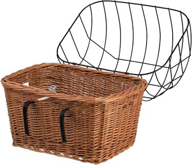 Ретро кошик для велосипеда з кришкою, плетіння з лози, для перевезення тварин (без тканинної обробки)