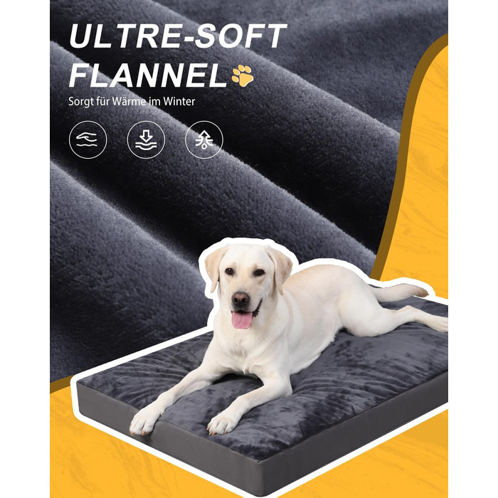 Ортопедичне ліжко для собак Favodormir, велике та середнє, 91x69x7 см, сіре, водонепроникне, для дому та вулиці