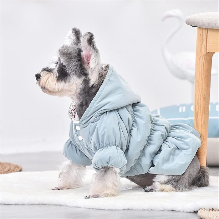 Теплий зимовий одяг для собак - флісовий жилет з капюшоном для цуценят, дрібних порід (Чихуахуа, Йоркширський тер'єр) - рожевий, XS, X-Small, блакитний