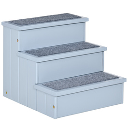 PawHut Pet Stairs Сходи для собак з 3 сходинками та килимом, для зберігання, сірий, 40.5x44.5x38 см для маленьких собак та котів