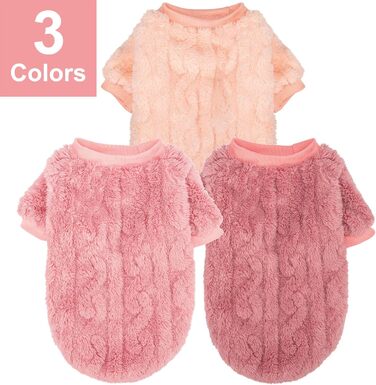Теплий пуловер для собак, 3 шт. в наборі, для маленьких собак та котів, дівчаток та хлопчиків, тепла одяг для собак, халат-сорочка для зими, Різдво (Рожевий, Ліловий, Рожево-червоний) (X-Small, Персиковий, Темно-рожевий, Світло-ліловий)