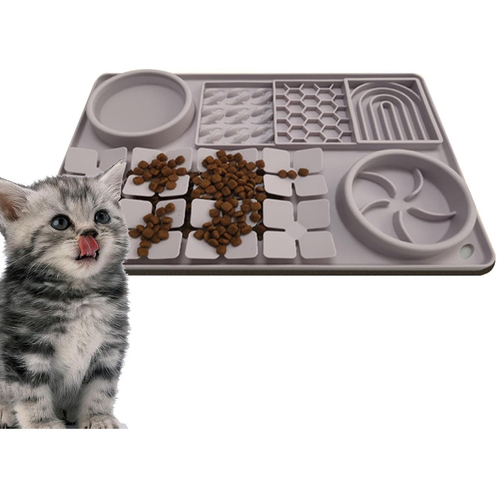 Килимок для повільного годування собак, антистрес, для грумінгу, сірий