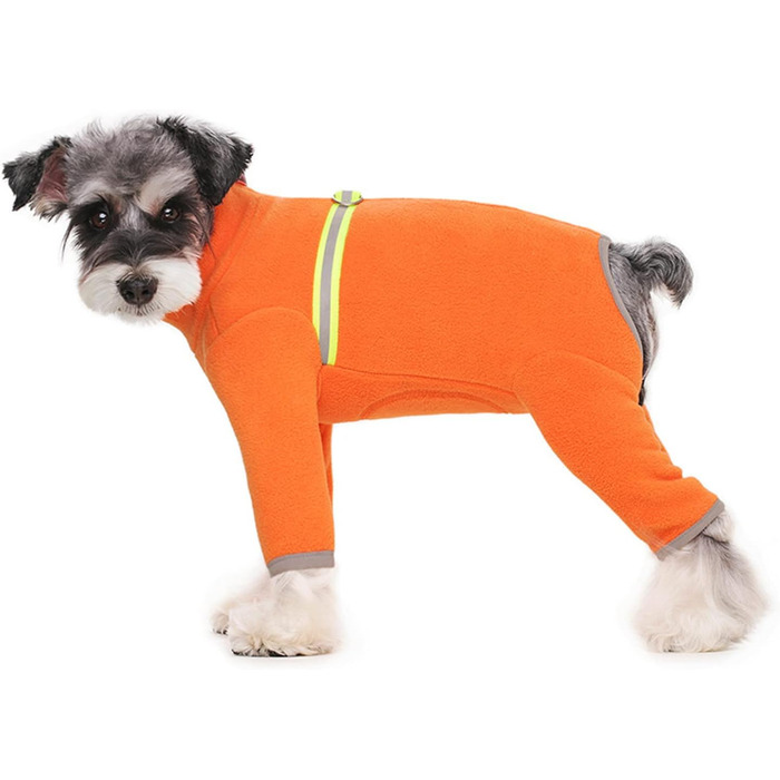 Зимовий одяг для маленьких собак: теплий зимовий костюм-піжама з флісу з блискавкою (Оранжевий, розмір L)