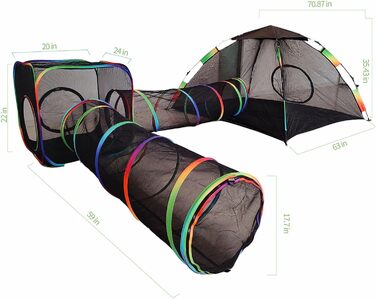 Клітка для котів Homegroove 4-в-1, набір для котів на вулицю з наметом та тунелем, для дрібних тварин