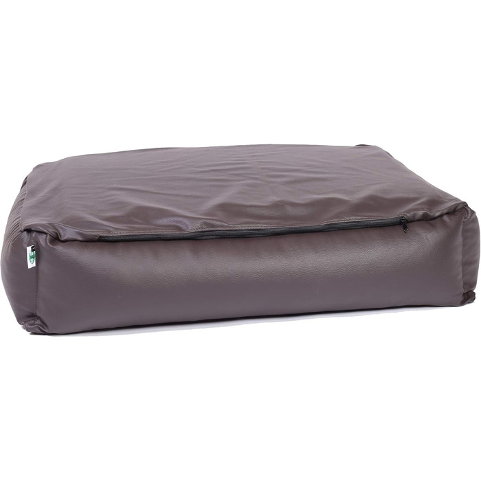 CopcoPet Пако: ортопедичне ліжко для собак з штучної шкіри, коричневе, 90 x 70 см. З віско-матрацом, знімний та пральний чохол, стабільне та щадяще для суглобів. Підходить для середніх собак.